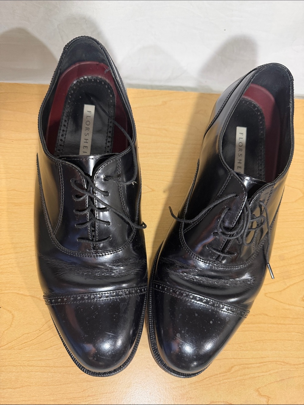 Florsheim Black Leather Cap-Toe Derby Dress Shoes